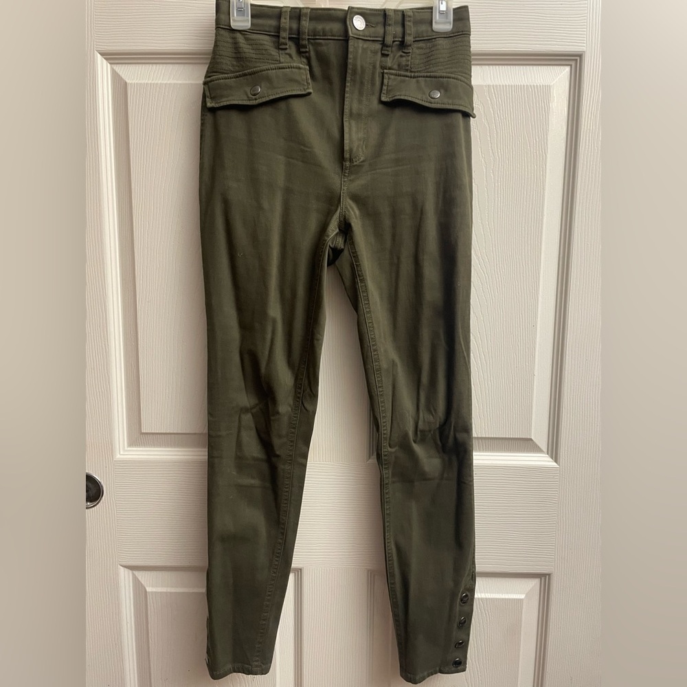 Express Olive Moto Ankle-Length Women's Pants
